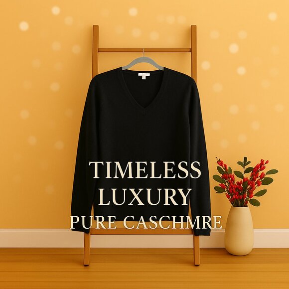 Charter Club 100% Cashmere V-Neck Sweater XL — Jet Black - Picture 2 of 11